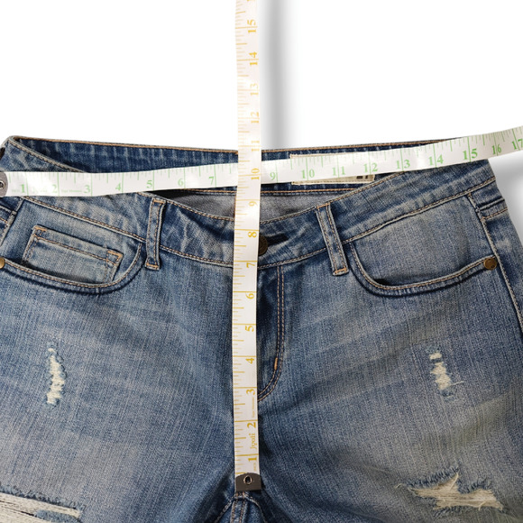 NWOT Pistola Distressed Patch Mid-Rise Slim Ankle Denim Jeans Sz 27x27.50 Blue - Picture 8 of 10